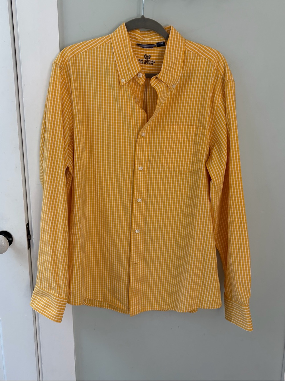 VTG Gap Oxford 100% cotton Y2K preppy Yellow Check Button-Down Shirt men’s large